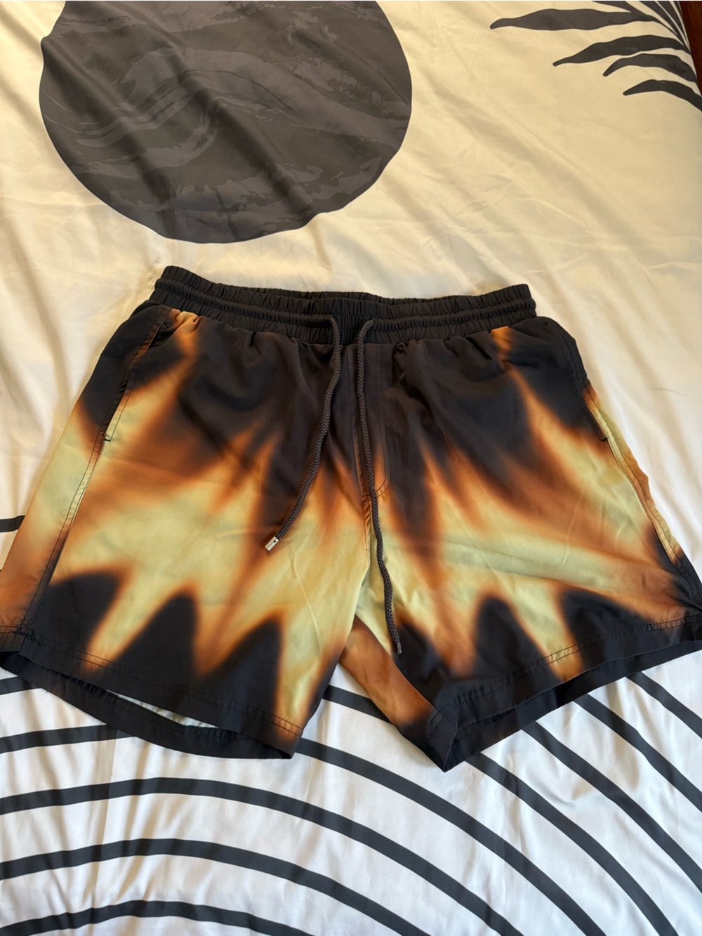 Brown pattern swim trunks